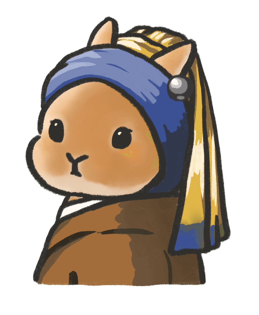 名画うさぎ・真珠の耳飾りをつけたうさぎ